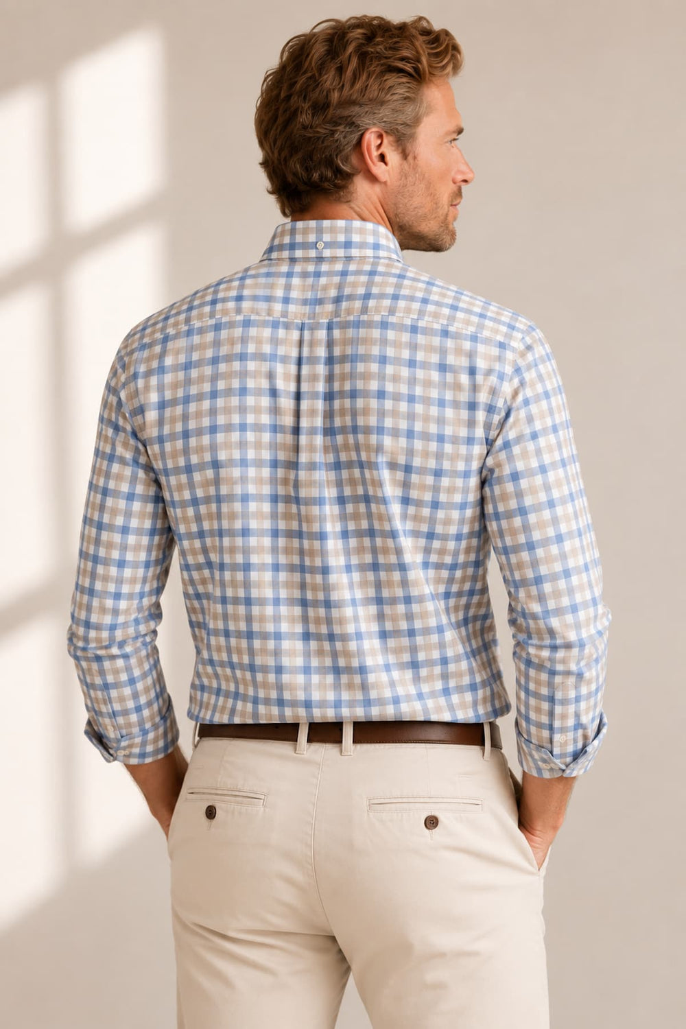 Front view of a Paul and Shark men's multicolored plaid sport shirt - Valérie Simon