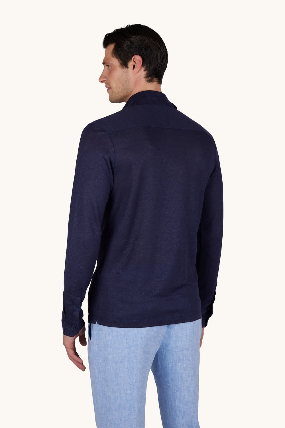 Front view of the Paul & Shark blue linen shirt for men - Valérie Simon