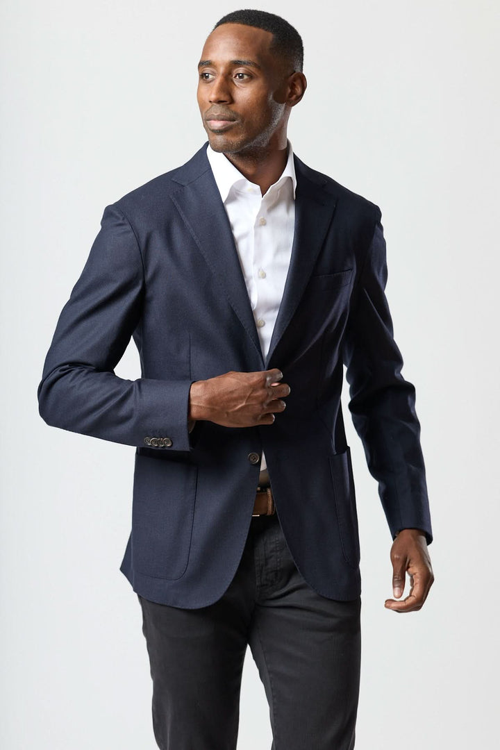 Veston léger en laine et cachemire marine