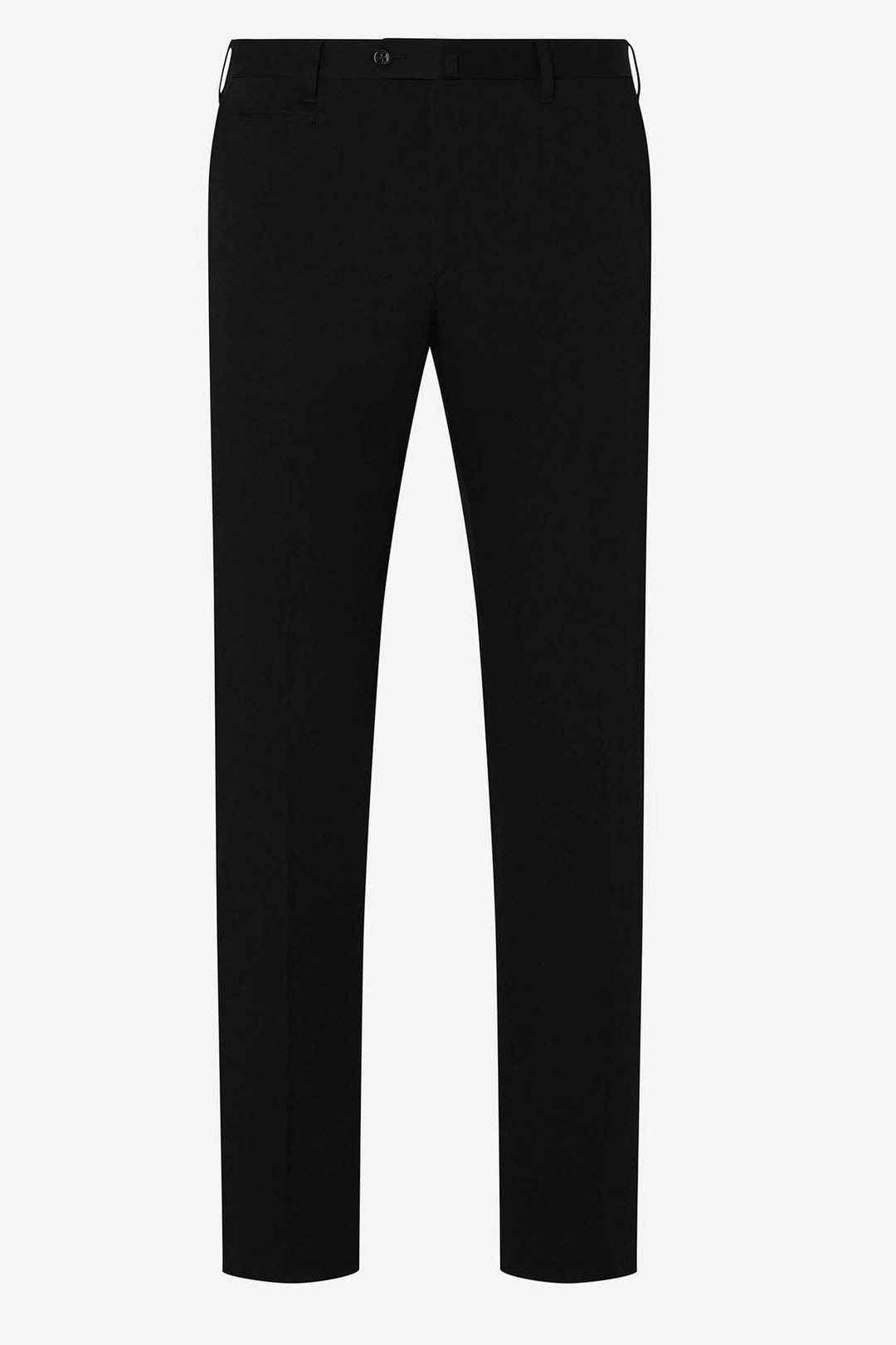 Pantalon habillé en coton noir, coupe contemporaine, parfait pour un look formel ou décontracté.