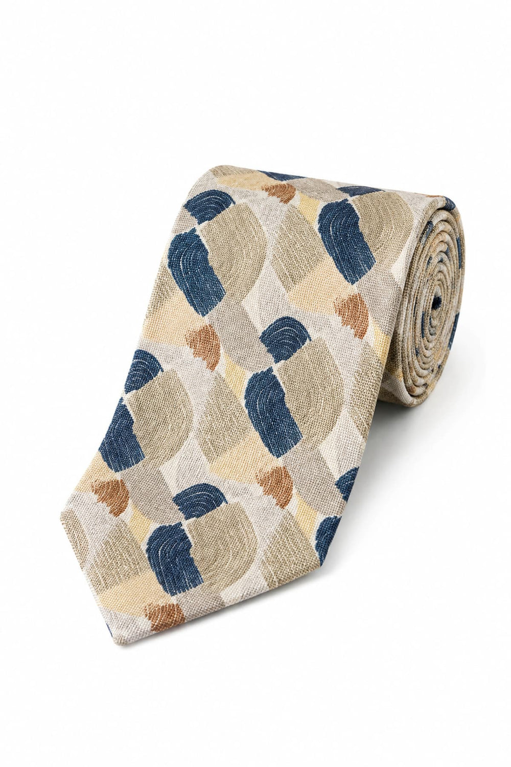 Vue de détail cravate motifs géométriques colorés Eton homme jaune - Valérie Simon