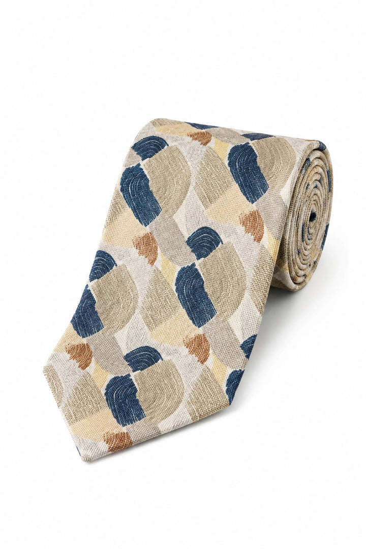 Vue de détail cravate motifs géométriques colorés Eton homme jaune - Valérie Simon