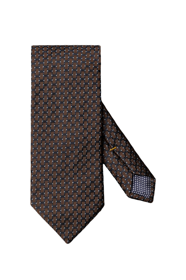 Front view of an Eton silk tie with colorful geometric patterns for men - Valérie Simon
