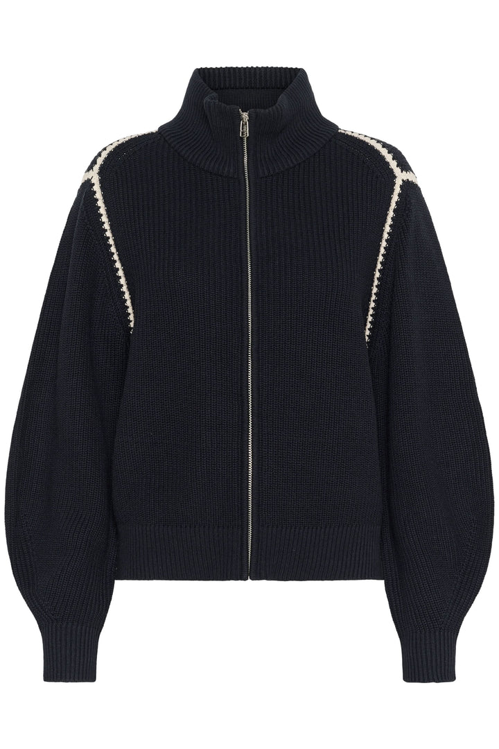 Veste Semra en maille zippée avec finitions contrastées et col montant, idéale pour le style casual.