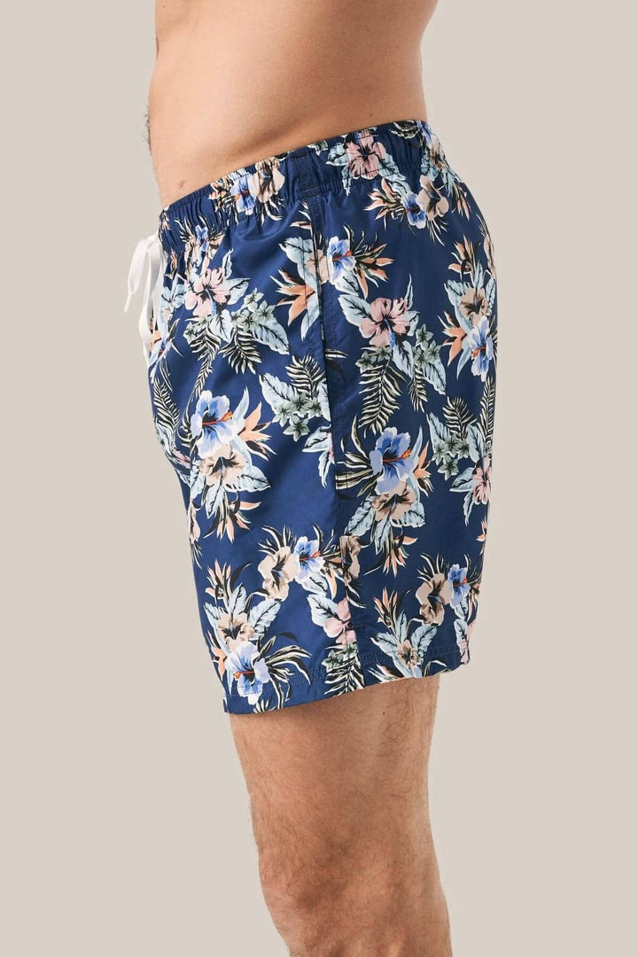 Maillot de bain fleuri en polyester italien, courte longueur, imprimé floral, idéal pour l'été.