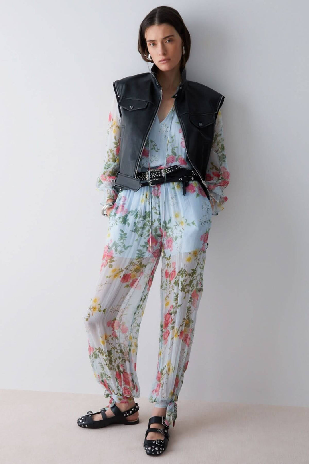 Pantalon fluide à imprimé floral