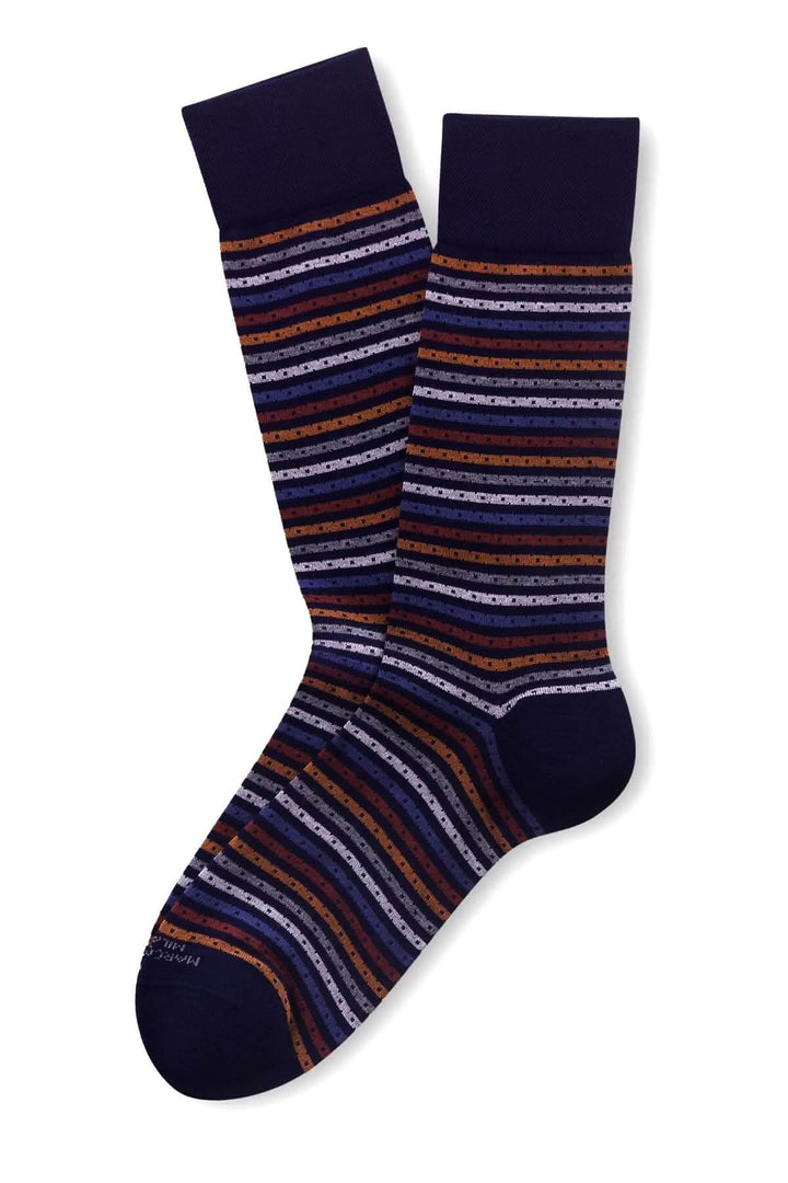Bas à rayures multicolores mi-mollet, confortables et modernes pour un look décontracté ou habillé, maille douce et respirante.