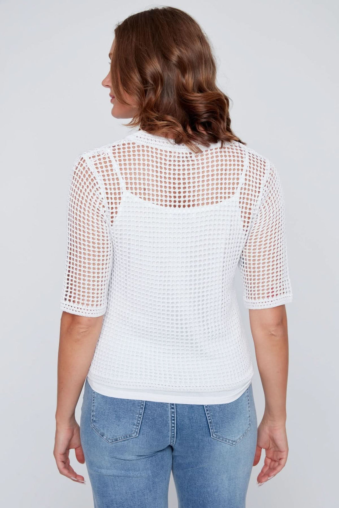 Openwork knit with short sleeves