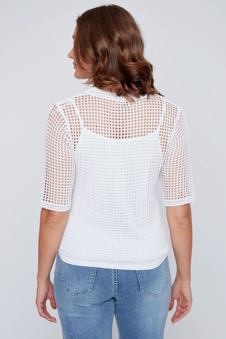 Openwork knit with short sleeves
