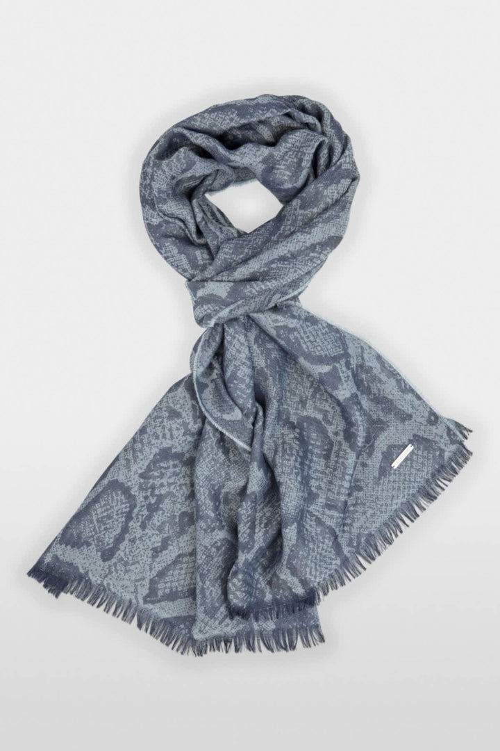 Brown snake-print scarf, as worn by Valérie Simon
