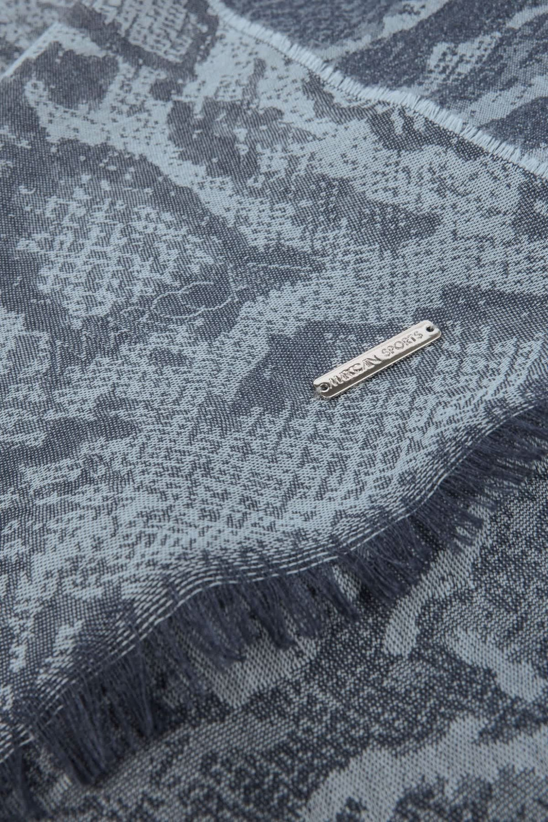 Multicolored snake-print scarf, shown being worn - Valérie Simon