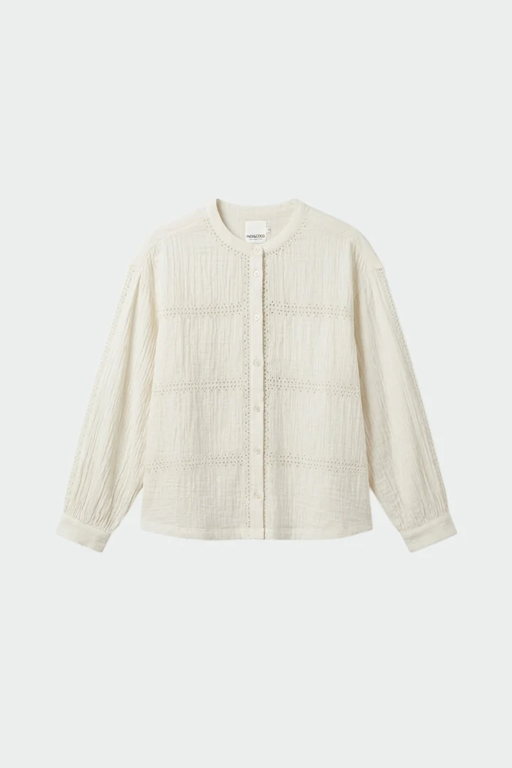 Long-Sleeve Openwork Blouse 