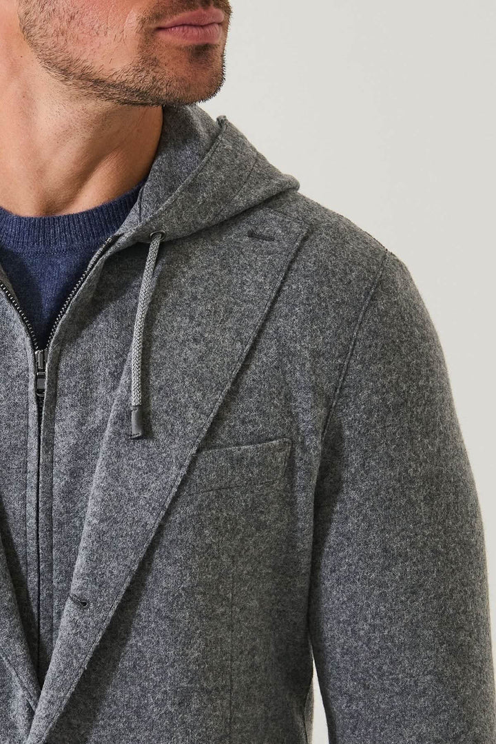 Veston à capuche avec gilet amovible en laine
