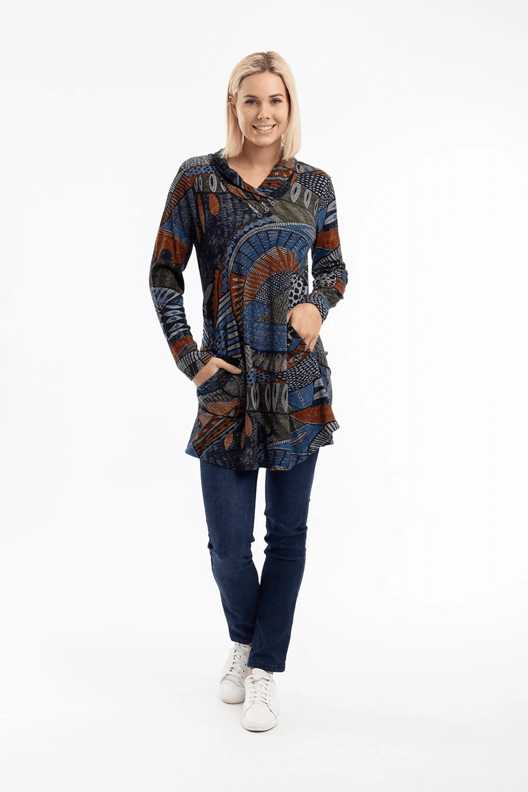 Robe courte imprimée à col croisé