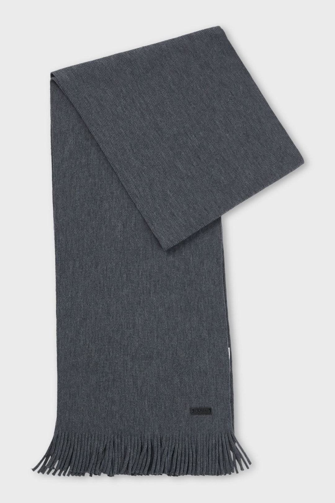 Foulard de laine vierge Boss en maille Raschel douce, élégant accessoire d'hiver avec logo discret, longueur 170 cm. Écharpe mode homme.