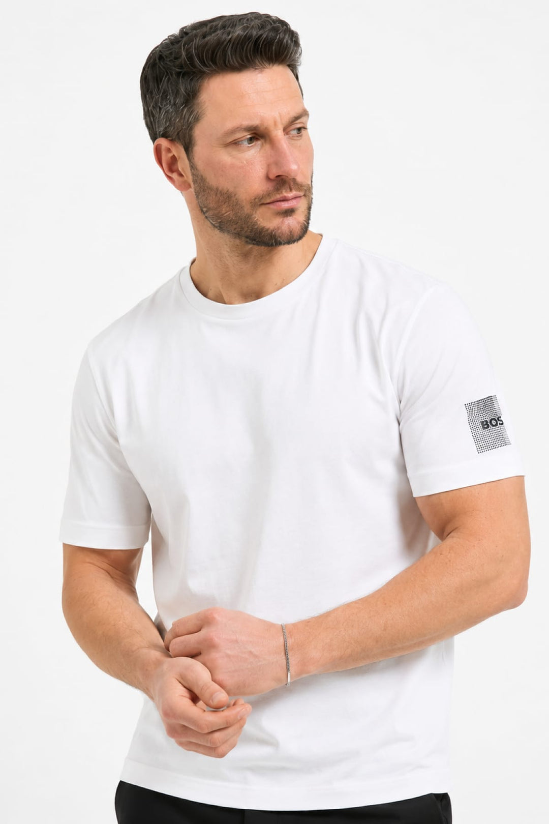 Front view of a set of two black and white Hugo Boss men&