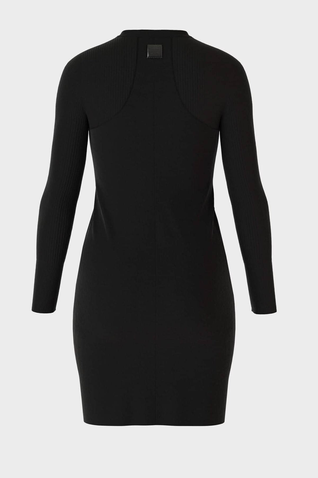 Robe sportive 'Rethink Together' en noir, vue arrière montrant les manches ajustées et la coupe élégante.