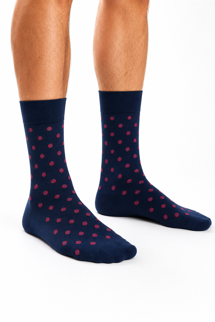 Dress socks with ladybug pattern