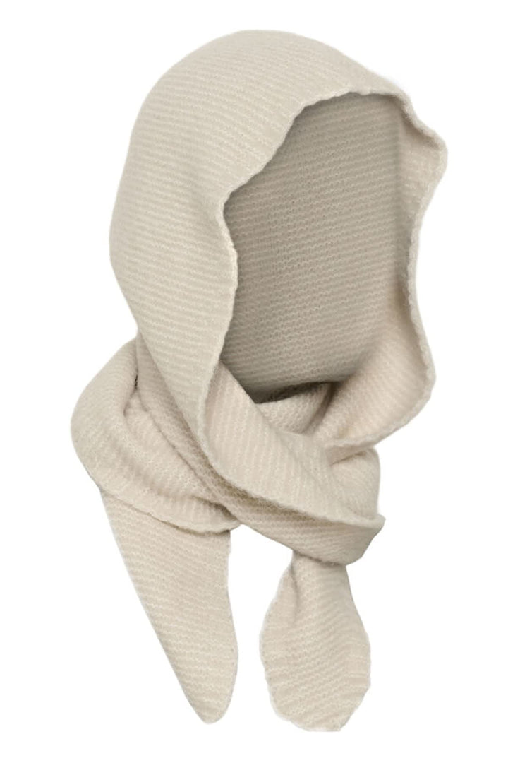 Vue de côté foulard à cagoule Part Two pour femme beige avec texture unique - Valérie Simon