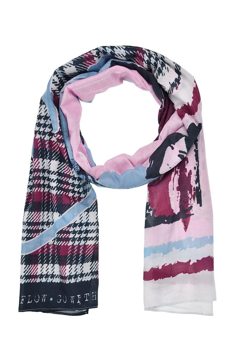 Front view of women's mixed print scarf kennys