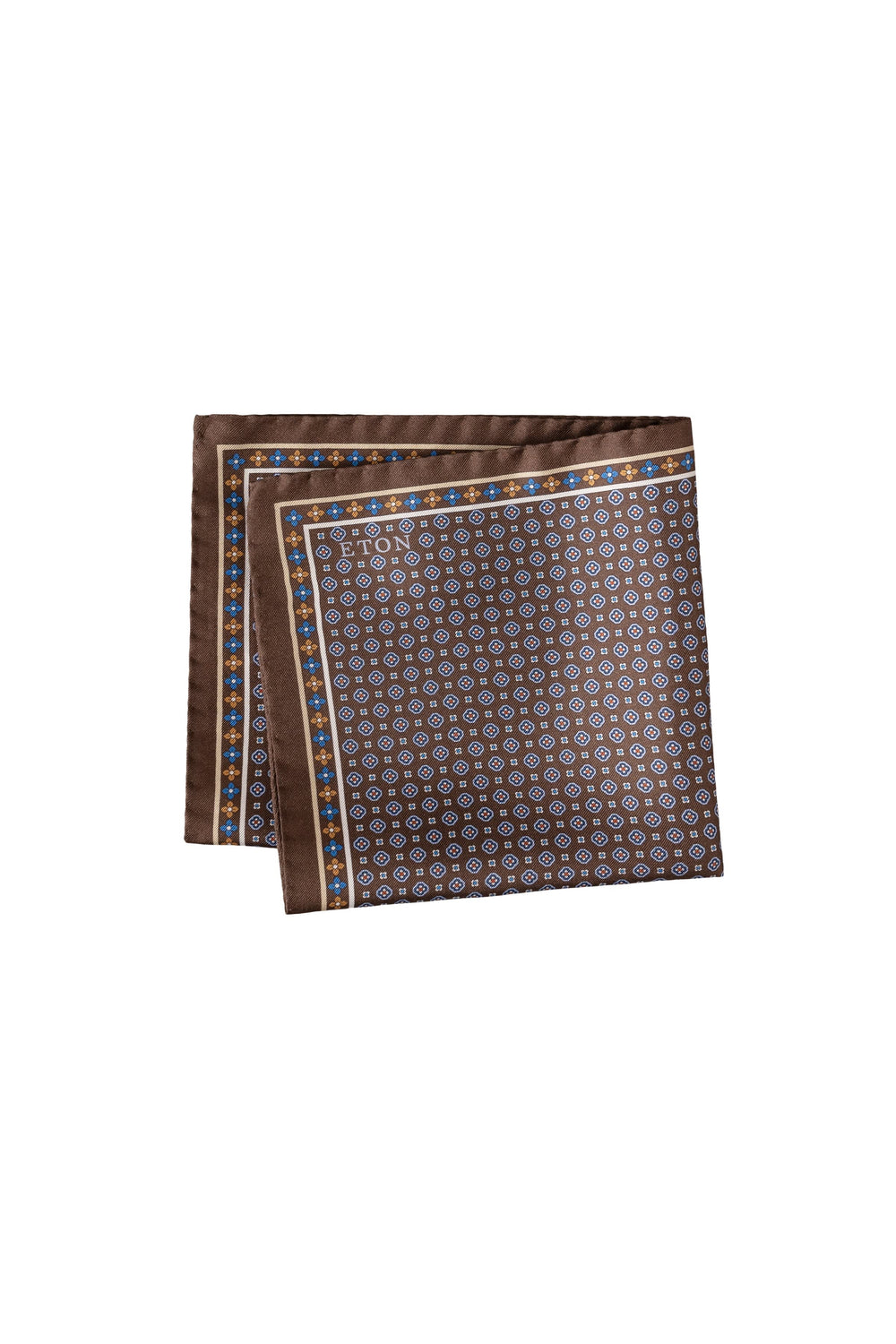 View of the men's red Eton micro-pattern pocket square with subtle details - Valérie Simon
