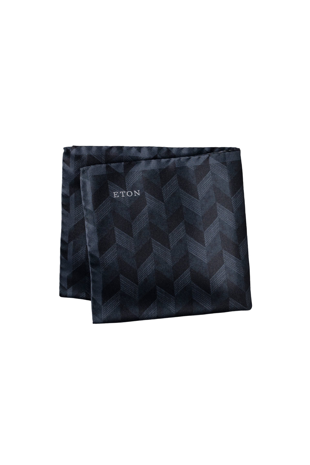 Detailed view of the Eton herringbone silk scarf for men, blue and white - Valérie Simon
