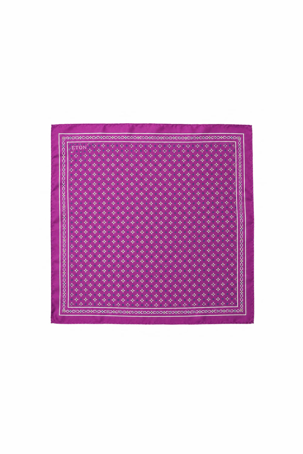 Close-up of the Eton pocket square with colorful geometric patterns for men - Valérie Simon