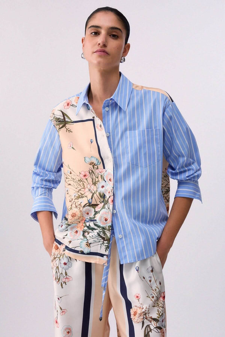 Chemise à manches longues avec motifs contrastés