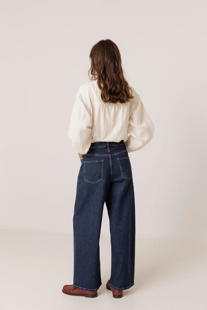 Long-Sleeve Openwork Blouse 