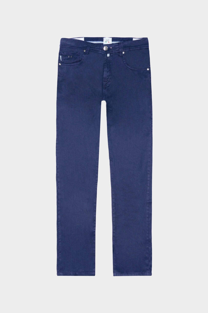 Pantalon en lin italien de Tramarossa, jean en coton et lin, doux, léger et élégant, finition argent poli.