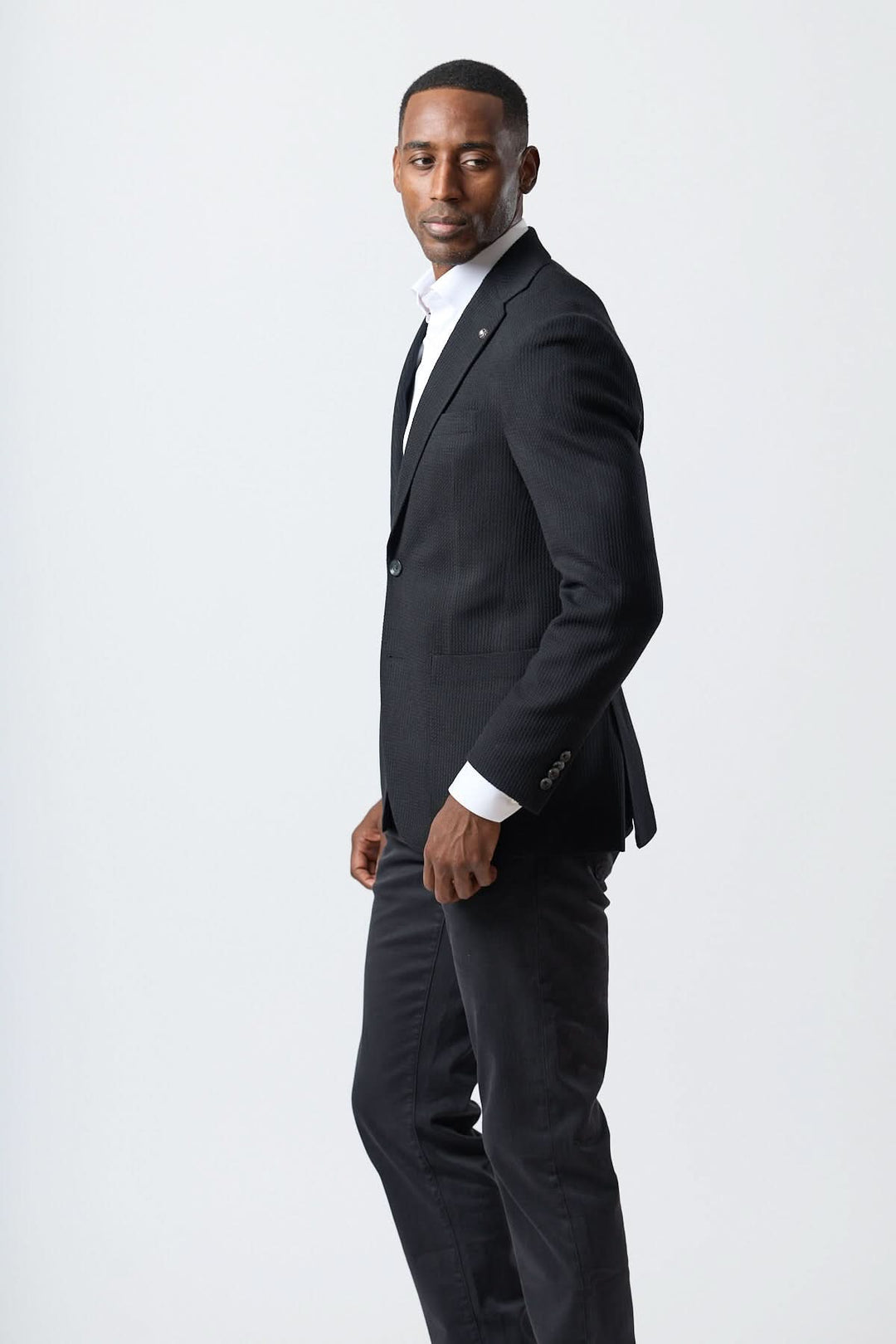 Veston texturé déstructuré deux boutons