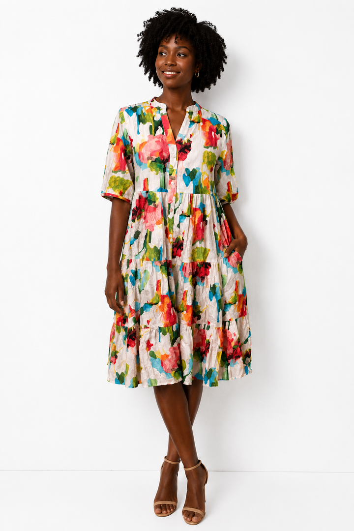 Robe fluide à imprimé artistique