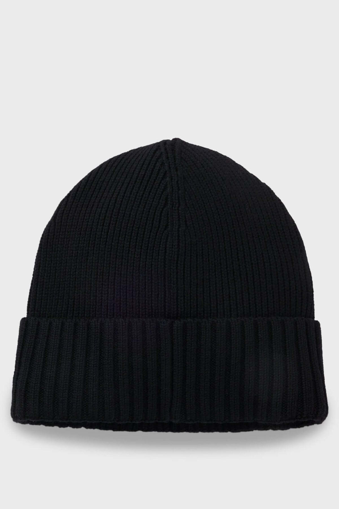 Tuque en laine vierge à maille épaisse BOSS en noir avec logo discret pour style et chaleur hivernale.