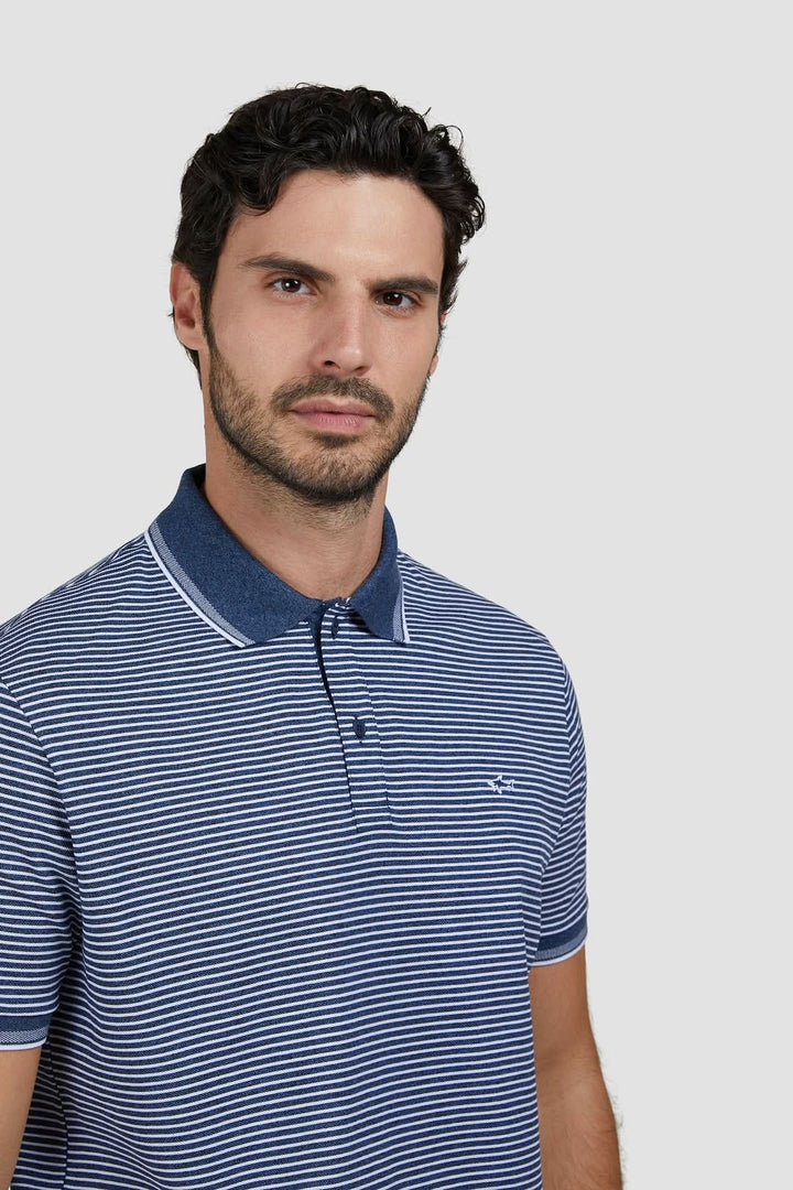 Jaspe striped cotton piqué polo shirt