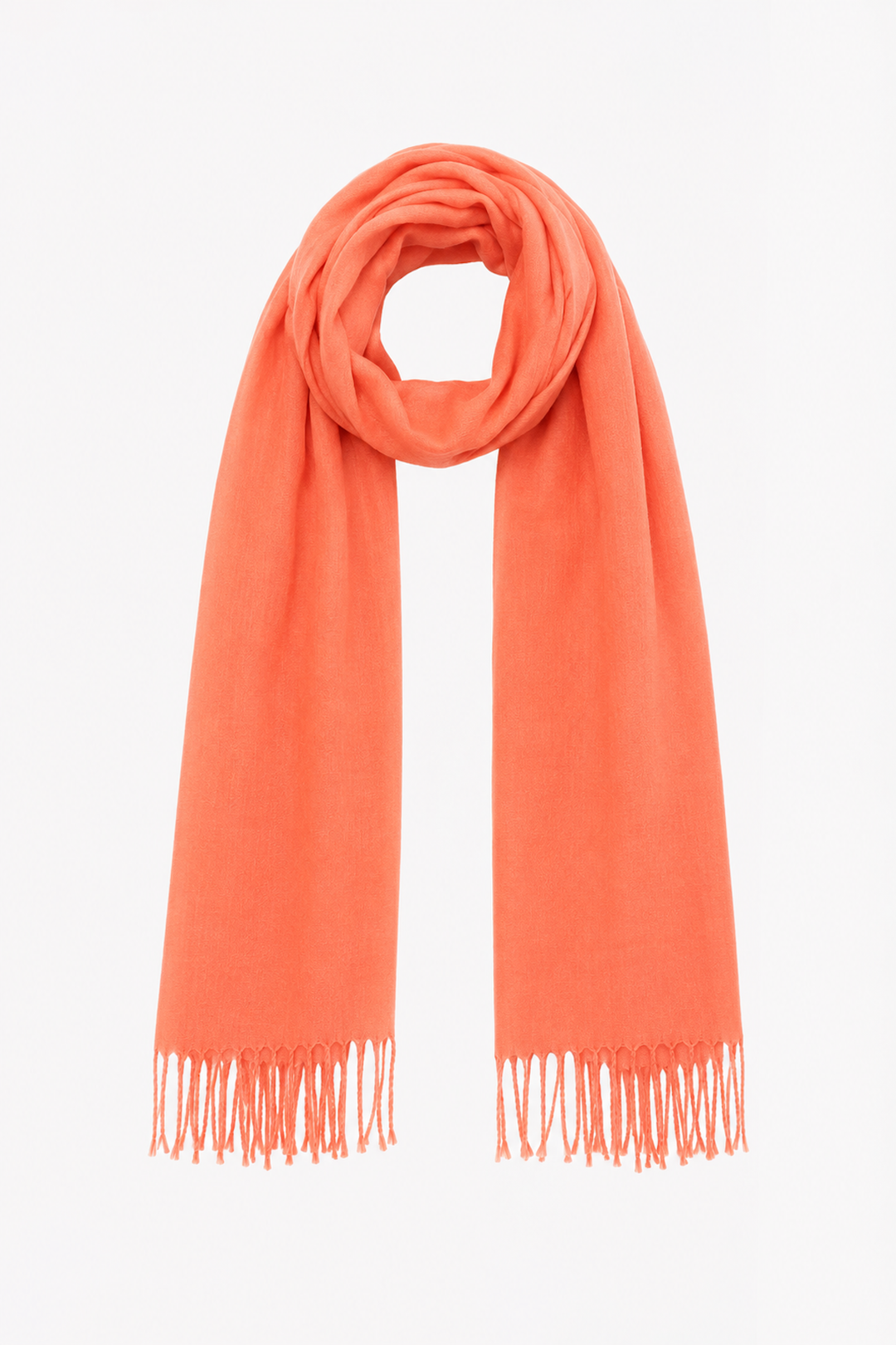 Solid-color scarf with fringe