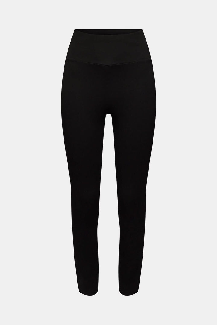 Legging en jersey Punto noir, coupe slim, taille haute, avec large ceinture élastiquée pour un confort optimal.
