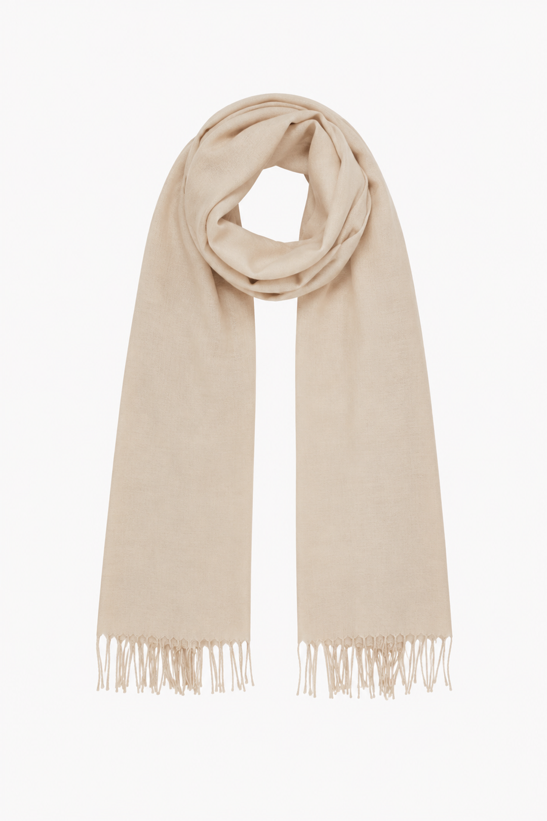 Solid-color scarf with fringe