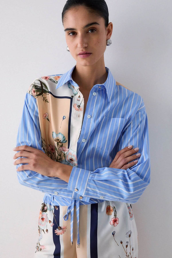 Chemise à manches longues avec motifs contrastés