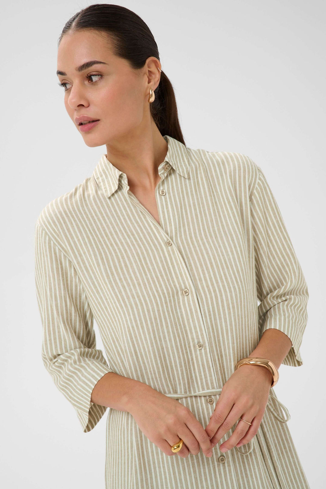 Milia Striped Shirt Dress with Belt