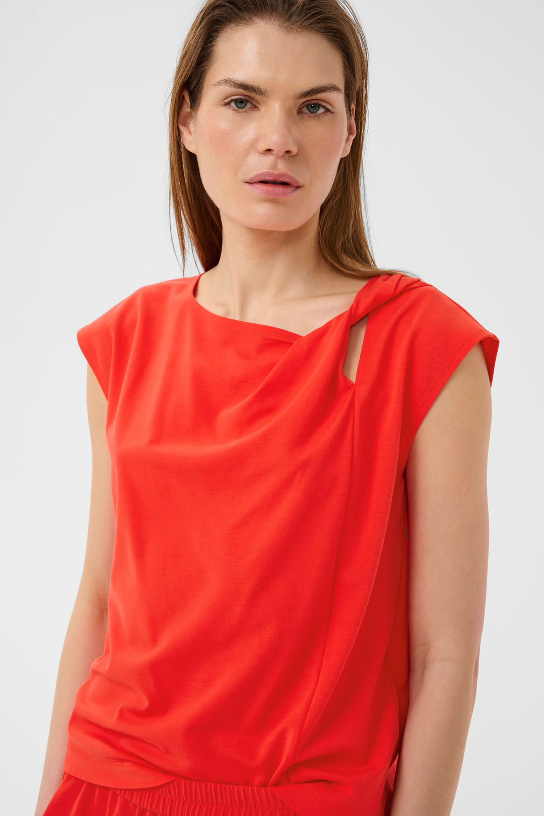 Pennie Flowy Blouse with a Draped Neckline