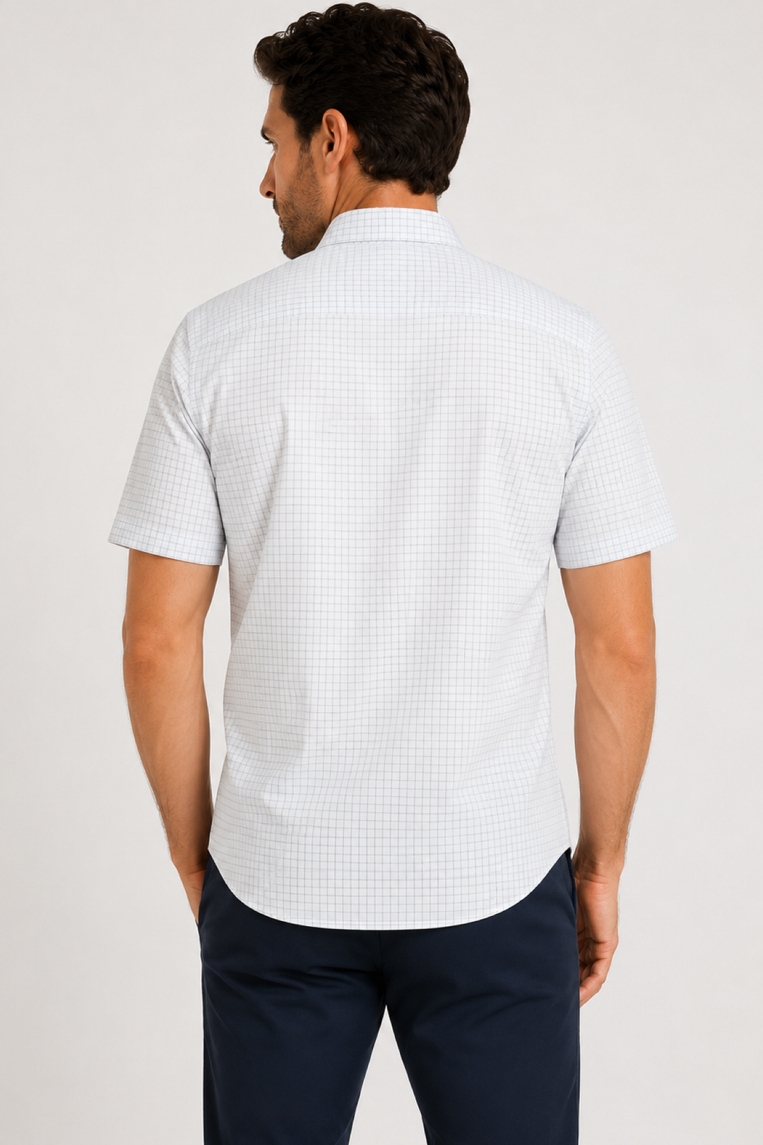 Chemise sport à manches courtes micro carreaux