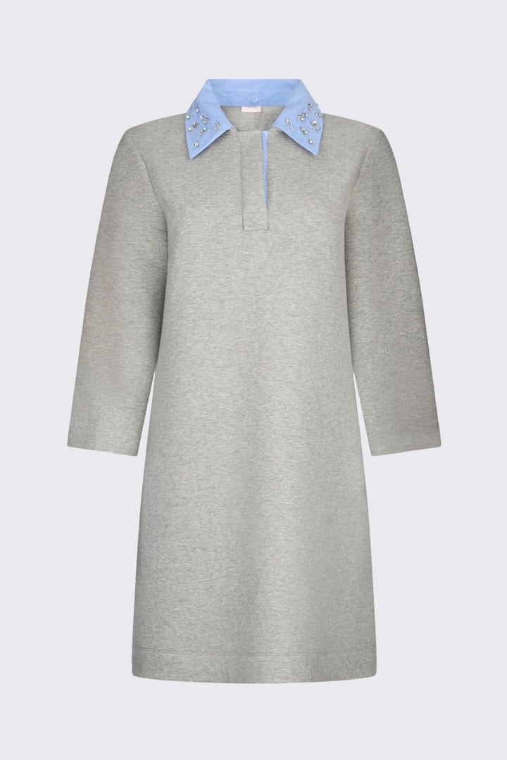 Robe courte à col polo orné