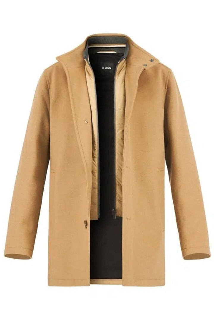 Manteau en laine et cachemire Coxtan, élégant manteau BOSS coupe décontractée, entièrement doublé, idéal pour tenues formelles et décontractées.