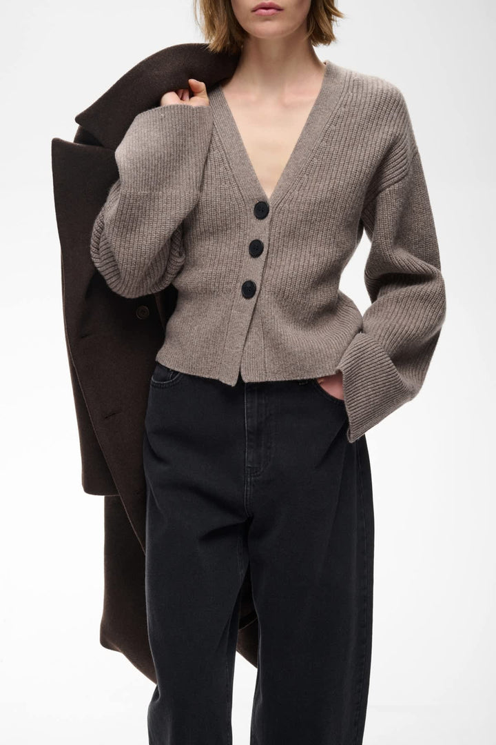Vue latérale jean femme Inwear gris avec surpiqûres contrastées - Valérie Simon