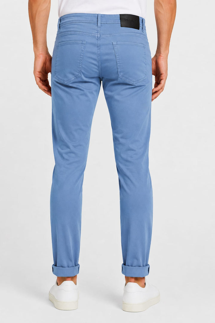 Vue de côté jean extensible REHASH pour homme noir détails surpiqûres - Valérie Simon