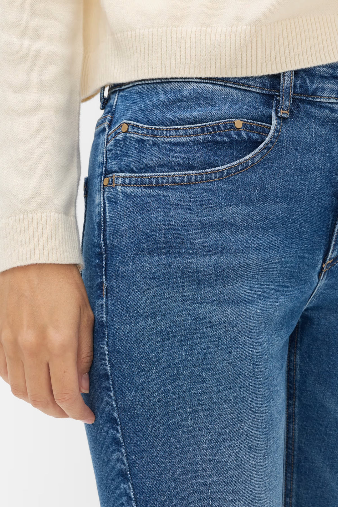 Blue Mary flared jeans with a high Size front view for women Brax