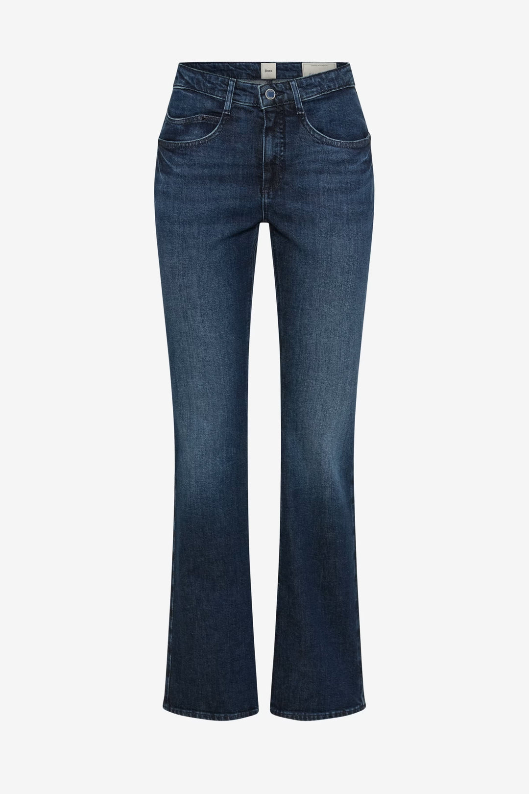 Mary blue flared jeans with a high Size front view for women Brax