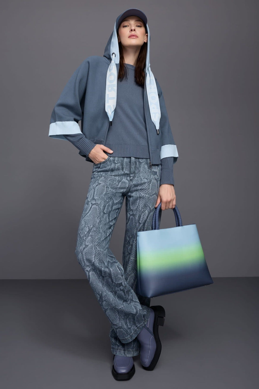 Front view of blue Marc Cain women&