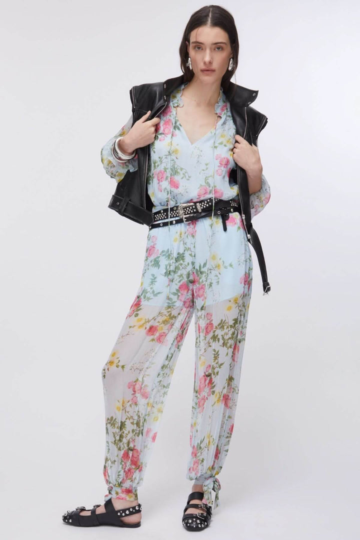 Pantalon fluide à imprimé floral