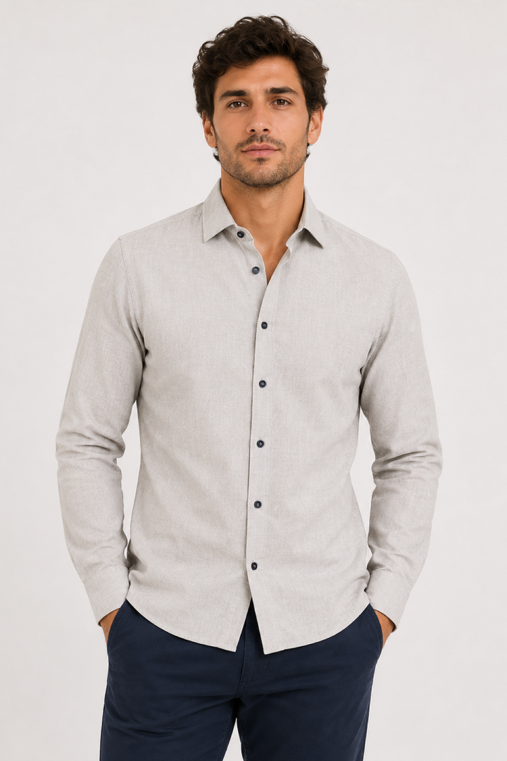 Linen-look casual shirt